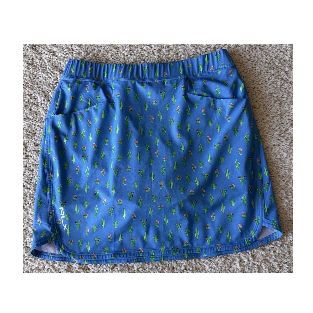 RLX Ralph Lauren Golf Skort Women Small Blue Cactus Print Excellent Activewear